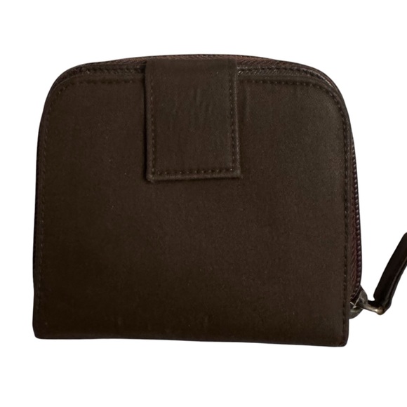 Prada compact wallet brown nylon and Saviano leather separate zipper change area - Picture 2 of 11